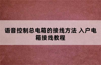 语音控制总电箱的接线方法 入户电箱接线教程